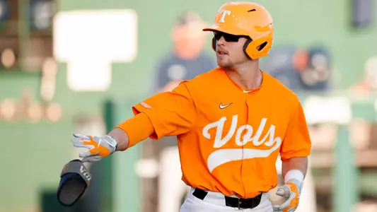 KNOXVILLE, TN - February 28, 2023 - Utility Logan Chambers #7 of the Tennessee Volunteers during the game between the Charleston Southern Buccaneers and the Tennessee Volunteers at Lindsey Nelson Stadium in Knoxville, TN. Photo By Emma Corona/Tennessee Athletics