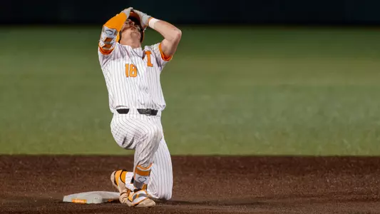 KNOXVILLE, TN - February 22, 2023 - Catcher Ryan Miller #18 of the Tennessee Volunteers during the game between the Alabama A&M Bulldogs and the Tennessee Volunteers at Lindsey Nelson Stadium in Knoxville, TN. Photo By Ian Cox/Tennessee Athletics