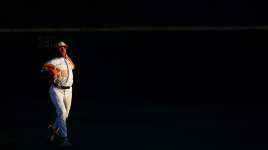 KNOXVILLE, TN - March 07, 2023 - Pitcher Shawn Scott #15 of the Tennessee Volunteers before the game between the Boston College Eagles and the Tennessee Volunteers at Lindsey Nelson Stadium in Knoxville, TN. Photo By Emma Ramsey/Tennessee Athletics