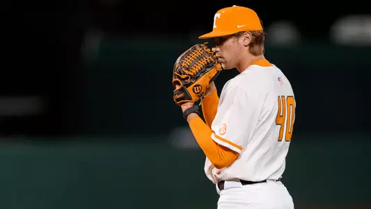 KNOXVILLE, TN - MARCH 03, 2023 - Pitcher Zach Joyce #40 of the Tennessee Volunteers during the game between the Gonzaga Bulldogs and the Tennessee Volunteers at Lindsey Nelson Stadium in Knoxville, TN. Photo By Cayce Smith/Tennessee Athletics