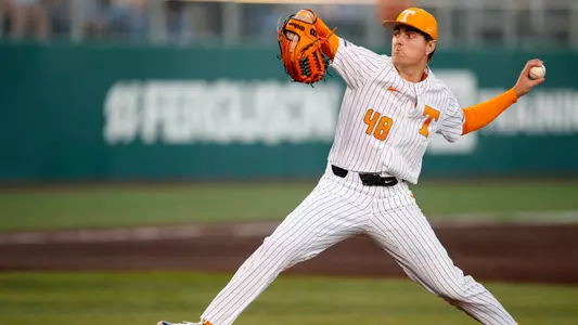 KNOXVILLE, TN - March 07, 2023 - Pitcher Zander Sechrist #48 of the Tennessee Volunteers during the game between the Boston College Eagles and the Tennessee Volunteers at Lindsey Nelson Stadium in Knoxville, TN. Photo By Emma Ramsey/Tennessee Athletics