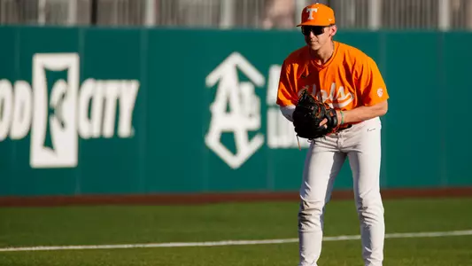 KNOXVILLE, TN - February 28, 2023 - Infielder Zane Denton #44 of the Tennessee Volunteers during the game between the Charleston Southern Buccaneers and the Tennessee Volunteers at Lindsey Nelson Stadium in Knoxville, TN. Photo By Emma Corona/Tennessee Athletics