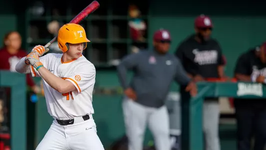 KNOXVILLE, TN - February 21, 2023 - Infielder Zane Denton #44 of the Tennessee Volunteers during the game between the Alabama A&M Bulldogs and the Tennessee Volunteers at Lindsey Nelson Stadium in Knoxville, TN. Photo By Emma Ramsey/Tennessee Athletics