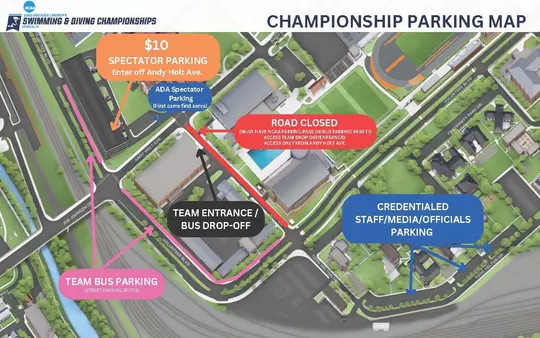 NCAA Swim Parking Map