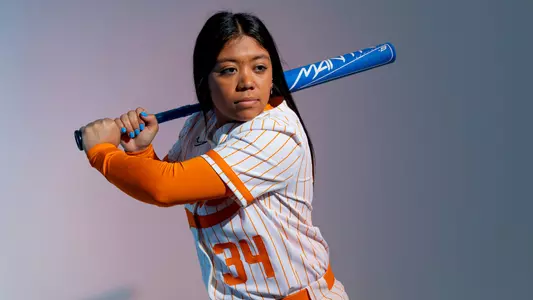 KNOXVILLE, TN - January 19, 2023 - Infielder/Catcher Destiny Rodriguez #34 of the Tennessee Lady Volunteers portrait taken during 2023 softball Photo Day in Knoxville, TN. Photo By Andrew Ferguson/Tennessee Athletics
