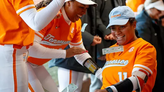 KNOXVILLE, TN - March 10, 2023 - Infielder Zaida Puni #11 of the Tennessee Lady Volunteers during the game between the Ole Miss Rebels and the Tennessee Lady Volunteers at Sherri Parker Lee Stadium in Knoxville, TN. Photo By Kate Luffman/Tennessee Athletics