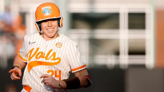 KNOXVILLE, TN - March 28, 2023 - Infielder McKenna Gibson #24 of the Tennessee Lady Volunteers during the game between the ETSU Buccaneers and the Tennessee Lady Volunteers at Sherri Parker Lee Stadium in Knoxville, TN. Photo By Emma Corona/Tennessee Athletics