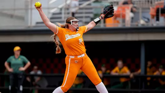 KNOXVILLE, TN - April 06, 2023 - Pitcher Ashley Rogers #14 of the Tennessee Lady Volunteers during the Tennessee Invite game between the Baylor Bears and the Tennessee Lady Volunteers at Sherri Parker Lee Stadium in Knoxville, TN. Photo By Andrew Ferguson/Tennessee Athletics