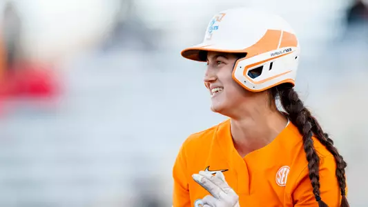 KNOXVILLE, TN - March 10, 2023 - Outfielder/Infielder Giulia Koutsoyanopulos #27 of the Tennessee Lady Volunteers during the game between the Ole Miss Rebels and the Tennessee Lady Volunteers at Sherri Parker Lee Stadium in Knoxville, TN. Photo By Kate Luffman/Tennessee Athletics