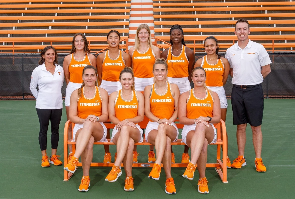 KNOXVILLE, TN - April 26, 2023 - The 2023 Tennessee Lady Volunteers Tennis team photo at Goodfriend Tennis Center in Knoxville, TN. Photo By Kate Luffman/Tennessee Athletics