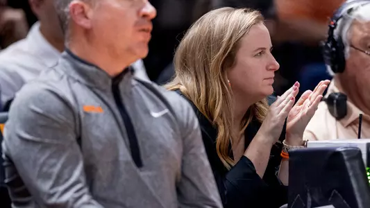 KNOXVILLE, TN - January 03, 2023 - Director of Basketball Operations Mary-Carter Eggert of the Tennessee Volunteers during the game between the Mississippi State Bulldogs and the Tennessee Volunteers at Thompson?Boling Arena in Knoxville, TN. Photo By Andrew Ferguson/Tennessee Athletics