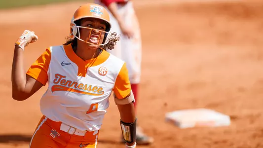 KNOXVILLE, TN - March 26, 2023 - Outfielder Kiki Milloy #9 of the Tennessee Lady Volunteers during the game between the Alabama Crimson Tide and the Tennessee Lady Volunteers at Sherri Parker Lee Stadium in Knoxville, TN. Photo By Ian Cox/Tennessee Athletics