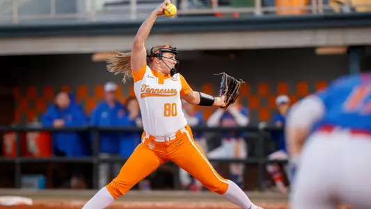 KNOXVILLE, TN - APRIL 23, 2023 - Pitcher Charli Orsini #80 of the Tennessee Lady Volunteers during the game between the Florida Gators and the Tennessee Lady Volunteers at Sherri Parker Lee Stadium in Knoxville, TN. Photo By Cayce Smith/Tennessee Athletics