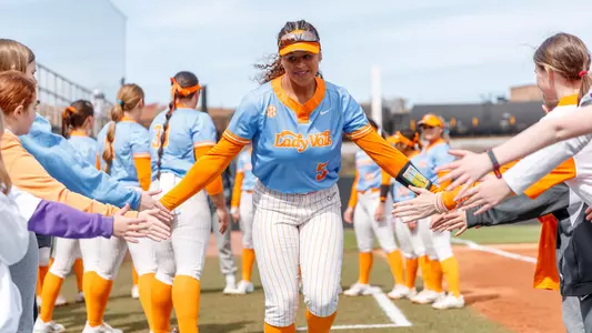 KNOXVILLE, TN - March 11, 2023 - Catcher/Outfielder Rylie West #5 of the Tennessee Lady Volunteers before the game between the Ole Miss Rebels and the Tennessee Lady Volunteers at Sherri Parker Lee Stadium in Knoxville, TN. Photo By Ian Cox/Tennessee Athletics