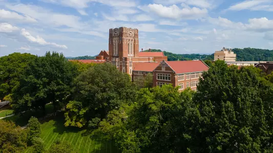 An aerial view of Ayres Hall