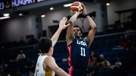 Tobe Awaka with Team USA at the 2023 FIBA U19 World Cup