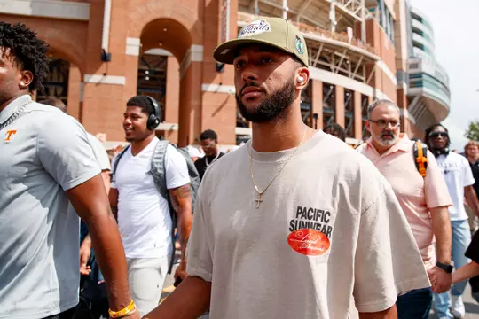 KNOXVILLE, TN - September 09, 2023 - Defensive back Gabe Jeudy-Lally #1 of the Tennessee Volunteers during vol walk before the game between the Austin Peay Governors and the Tennessee Volunteers at Lindsey Nelson Stadium in Knoxville, TN. Photo By Kate Luffman/Tennessee Athletics