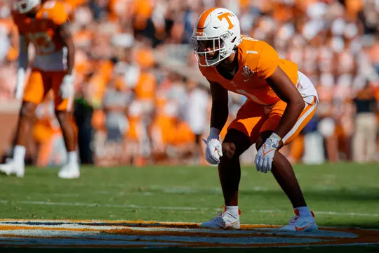 KNOXVILLE, TN - September 23, 2023 - Defensive back Gabe Jeudy-Lally #1 of the Tennessee Volunteers during the game between the UT San Antonio Roadrunners and the Tennessee Volunteers at Neyland Stadium in Knoxville, TN. Photo By Emma Corona/Tennessee Athletics