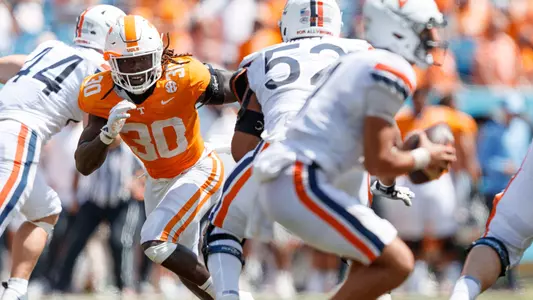 NASHVILLE, TN - September 02, 2023 - Defensive lineman Roman Harrison #30 of the Tennessee Volunteers during the game between the Virginia Cavaliers and the Tennessee Volunteers at Nissan Stadium in Nashville, TN. Photo By Ian Cox/Tennessee Athletics