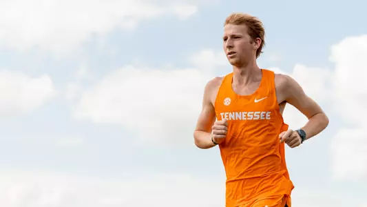 KNOXVILLE, TN - August 17, 2023 - Will Cahill of the Tennessee Volunteers during Cross Country Photo Day at Cherokee Farm Cross Country Course in Knoxville, TN. Photo By Andrew Ferguson/Tennessee Athletics