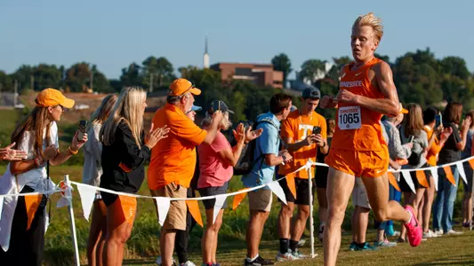 KNOXVILLE, TN - September 01, 2023 - Brett Brady of the Tennessee Volunteers during the Tennessee Cross Country Invitational at Cherokee Farm Cross Country Course in Knoxville, TN. Photo By Kate Luffman/Tennessee Athletics
