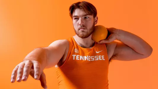 KNOXVILLE, TN - January 08, 2024 - John Bruder of the Tennessee Volunteers portrait taken during Photo Day in Knoxville, TN. Photo By Andrew Ferguson/Tennessee Athletics