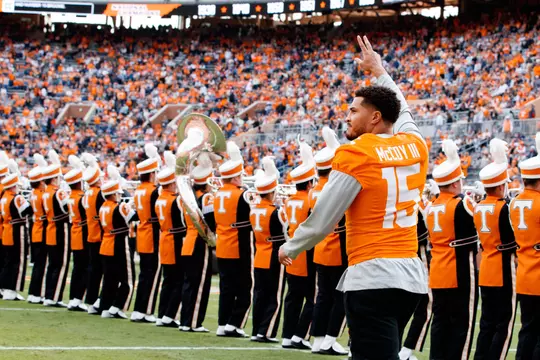 KNOXVILLE, TN - November 25, 2023 - Wide receiver Bru McCoy #15 of the Tennessee Volunteers during the game between the Vanderbilt Commodores and the Tennessee Volunteers at Neyland Stadium in Knoxville, TN. Photo By Emma Corona/Tennessee Athletics