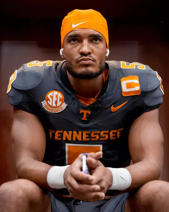 KNOXVILLE, TN - August 31, 2024 - Wide receiver Bru McCoy #5 of the Tennessee Volunteers before the game between the Chattanooga Mocs and the Tennessee Volunteers at Neyland Stadium in Knoxville, TN. Photo By Andrew Ferguson/Tennessee Athletics