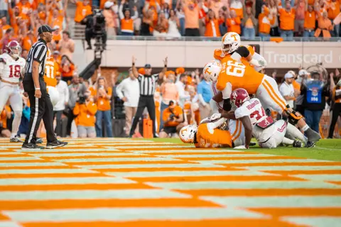 KNOXVILLE, TN - October 19, 2024 - Running back Dylan Sampson #6 of the Tennessee Volunteers during the game between the Alabama Crimson Tide and the Tennessee Volunteers at Neyland Stadium in Knoxville, TN. Photo By Emma Ramsey/Tennessee Athletics