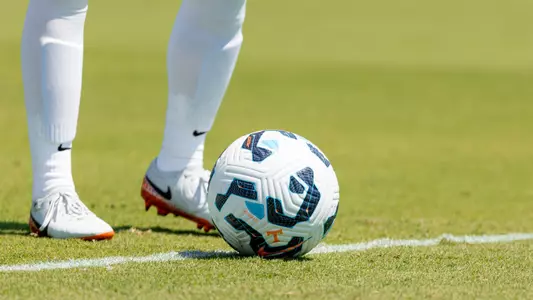 KNOXVILLE, TN - August 11, 2024 - Power T on Nike soccer ball before the an exhibition game between the UNC Asheville Bulldogs and the Tennessee Volunteers at Regal Soccer Stadium in Knoxville, TN. Photo By Andrew Ferguson/Tennessee Athletics
