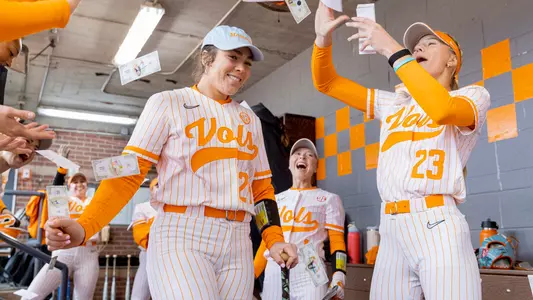 KNOXVILLE, TN - April 05, 2024 - Infielder McKenna Gibson #24 of the Tennessee Lady Volunteers during the game between the Georgia Bulldogs and the Tennessee Lady Volunteers at Sherri Parker Lee Stadium in Knoxville, TN. Photo By Andrew Ferguson/Tennessee Athletics