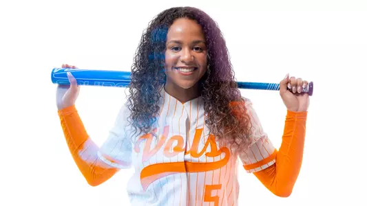 KNOXVILLE, TN - January 18, 2024 - Catcher/Outfielder Rylie West #5 of the Tennessee Lady Volunteers portrait taken during Photo Day in Knoxville, TN. Photo By Andrew Ferguson/Tennessee Athletics