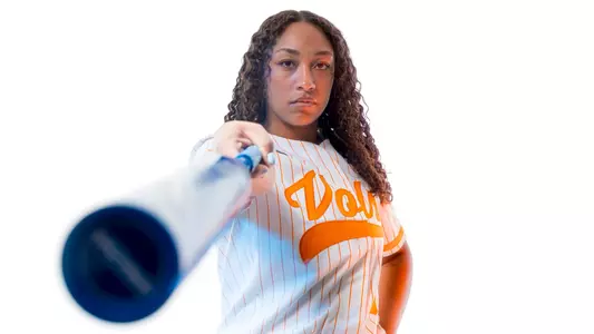 KNOXVILLE, TN - January 18, 2024 - Outfielder Kiki Milloy #9 of the Tennessee Lady Volunteers portrait taken during Photo Day in Knoxville, TN. Photo By Andrew Ferguson/Tennessee Athletics