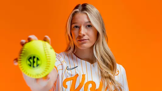KNOXVILLE, TN - January 18, 2024 - Pitcher Karlyn Pickens #23 of the Tennessee Lady Volunteers portrait taken during Photo Day in Knoxville, TN. Photo By Andrew Ferguson/Tennessee Athletics