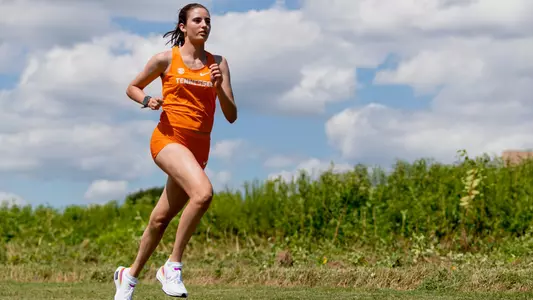 KNOXVILLE, TN - August 17, 2023 - Emily Ellis of the Tennessee Volunteers during Cross Country Photo Day at Cherokee Farm Cross Country Course in Knoxville, TN. Photo By Andrew Ferguson/Tennessee Athletics