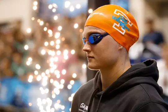 KNOXVILLE, TN - March 17, 2023 - Mona McSharry of the Tennessee Volunteers during day three of the NCAA Swimming and Diving Championship at Allan Jones Intercollegiate Aquatic Center in Knoxville, TN. Photo By Avery Bane/Tennessee Athletics