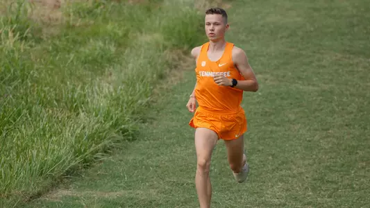 KNOXVILLE, TN - AUGUST 17, 2023 - Pavel Vinduska of the Tennessee Volunteers during Cross Country Photo Day at Cherokee Farm Cross Country Course in Knoxville, TN. Photo By Cayce Smith/Tennessee Athletics