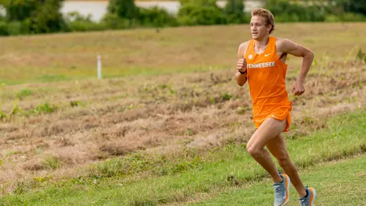 KNOXVILLE, TN - August 17, 2023 - Simon Schabort of the Tennessee Volunteers during Cross Country Photo Day at Cherokee Farm Cross Country Course in Knoxville, TN. Photo By Andrew Ferguson/Tennessee Athletics