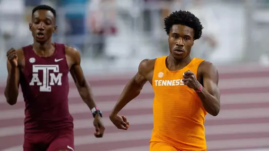 COLLEGE STATION, TX - January 20, 2024 - Zyaire Nuriddin of the Tennessee Volunteers during the Ted Nelson Invitational at the Faskin Indoor Track and Field Facility in College Station, TX. Photo By Cayce Smith/Tennessee Athletics