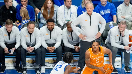 LEXINGTON, KY - February 03, 2024 - Head Coach Rick Barnes of the Tennessee Volunteers during the game between the Kentucky Wildcats and the Tennessee Volunteers at Rupp Arena in Lexington, KY. Photo By Andrew Ferguson/Tennessee Athletics
