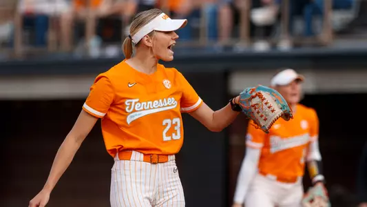 KNOXVILLE, TN - March 15, 2024 - Pitcher Karlyn Pickens #23 of the Tennessee Lady Volunteers during the game between the Missouri Tigers and the Tennessee Lady Volunteers at Sherri Parker Lee Stadium in Knoxville, TN. Photo By Kate Luffman/Tennessee Athletics