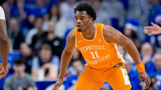 LEXINGTON, KY - February 03, 2024 - Forward Tobe Awaka #11 of the Tennessee Volunteers during the game between the Kentucky Wildcats and the Tennessee Volunteers at Rupp Arena in Lexington, KY. Photo By Andrew Ferguson/Tennessee Athletics