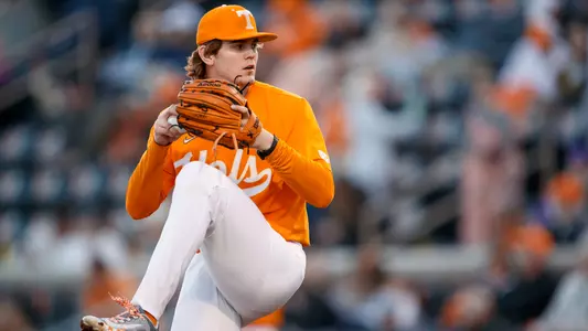 KNOXVILLE, TN - February 20, 2024 - Pitcher Austin Hunley #31 of the Tennessee Volunteers during the game between the UNC Asheville Bulldogs and the Tennessee Volunteers at Lindsey Nelson Stadium in Knoxville, TN. Photo By Ian Cox/Tennessee Athletics