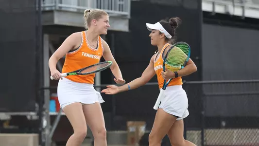 Elza Tomase and Sofia Cabezas during win over #23 Alabama