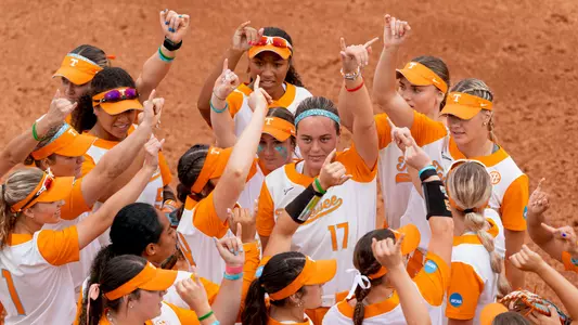 KNOXVILLE, TN - May 17, 2024 - The Tennessee Lady Volunteers after the 2024 NCAA Softball Tournament Regional game between the Dayton Flyers and the Tennessee Lady Volunteers at Sherri Parker Lee Stadium in Knoxville, TN. Photo By Andrew Ferguson/Tennessee Athletics