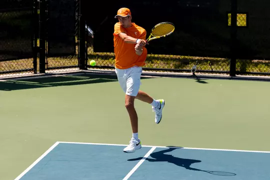 ORLANDO, FL - May 20, 2021 - Johannus Monday of the Tennessee Volunteers during the 2021 NCAA Men?s Tennis Tournament national quarterfinal match between the Georgia Bulldogs and the Tennessee Volunteers at the USTA National Campus in Orlando, FL. Photo By Andrew Ferguson/Tennessee Athletics