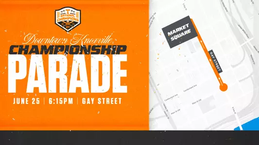 Tennessee Athletics will welcome back the 2024 National Championship Tennessee baseball team with a parade through downtown Knoxville on Tuesday, June 25.
