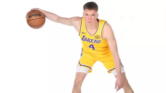 LOS ANGELES, CA - JULY 2: Dalton Knecht of the Los Angeles Lakers poses for a portrait on July 2, 2024 at UCLA Health Training Center in El Segundo, California. NOTE TO USER: User expressly acknowledges and agrees that, by downloading and/or using this Photograph, user is consenting to the terms and conditions of the Getty Images License Agreement. Mandatory Copyright Notice: Copyright 2024 NBAE (Photo by Juan Ocampo/NBAE via Getty Images)