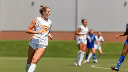 KNOXVILLE, TN - August 11, 2024 - Forward/Defender Sarah Kate Rath #26 of the Tennessee Lady Volunteers during the an exhibition game between the UNC Asheville Bulldogs and the Tennessee Volunteers at Regal Soccer Stadium in Knoxville, TN. Photo By Andrew Ferguson/Tennessee Athletics