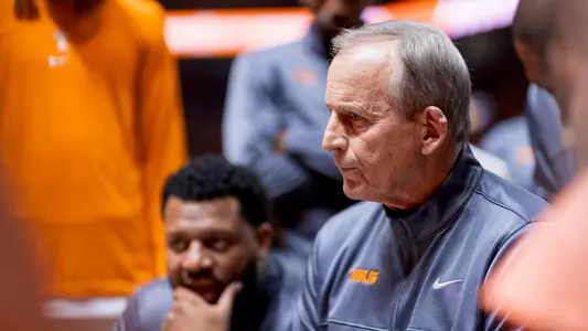 KNOXVILLE, TN - January 06, 2024 - Head Coach Rick Barnes of the Tennessee Volunteers during the game between the Ole Miss Rebels and the Tennessee Volunteers at Food City Center in Knoxville, TN. Photo By Andrew Ferguson/Tennessee Athletics